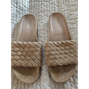 Cole Haan Mojaave Slide With Tan Woven Leather Suede Size 7M